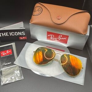 Ray ban aviator sunglasses orange flash large 62mm